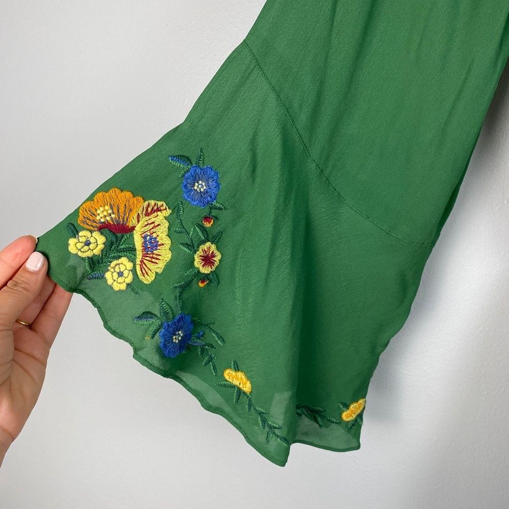 Farm Rio Jessalyn Embroidered Floral Belted Dress Green - Picture 11 of 12